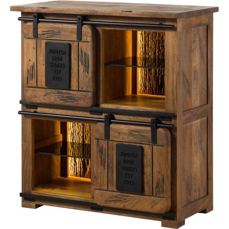 Highboard Mango / Altholz 90x45x100 natur lackiert RAILWAY LUX 122