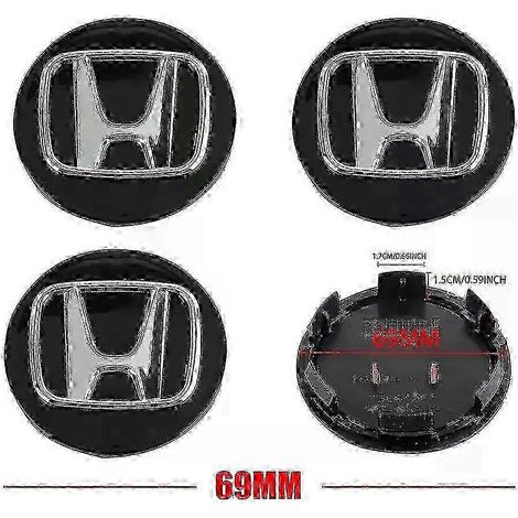 4 Stück Radnabenkappen (56/58/60/69 mm), kompatibles Zubehör für Honda Civic, Jazz, Adventure 150, Inspire, XR-V, CR-V, UR-V, Fit Type R, LGG-BT-BKSL-69