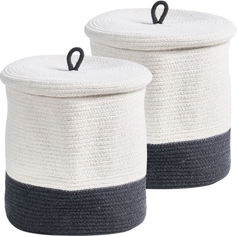 Aufbewahrungskorb 2er Set SILOPI Baumwolle Weiß / Dunkelgrau