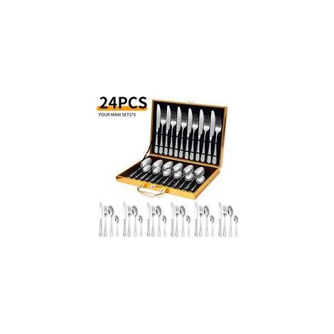 Service de 24 couverts en acier inoxydable – pour 6 personnes – avec coffret – acier inoxydable – argent (1/5)