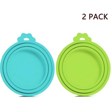 Lot de 2 couvercles universels en silicone pour boîtes de nourriture pour animaux (chats et chiens), compatibles avec 3 tailles standard.