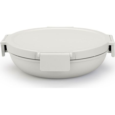 Brabantia - Make & Take Lunch Box Rotondo 1L - Design Piatto - Chiusura Ermetica - Coperchio Chiusura a Scatto - Adatto per Congelatore - Adatto per Lavastoviglie & nel Microonde - Light Grey (1/5)