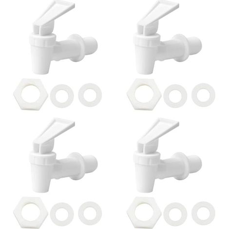 Lot de 4 distributeurs de boissons en plastique - Robinet de rechange pour distributeur d'eau - Convient pour boissons froides et chaudes, fût de bière, verre, café, jus, fontaine à boire, noir et (1/5)