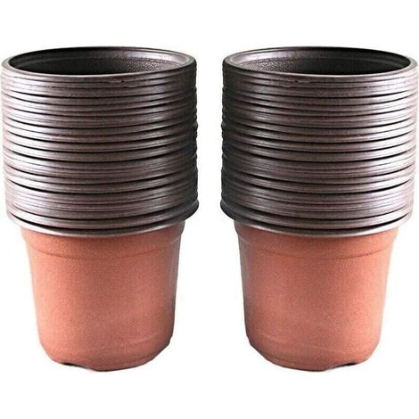 Confezione da 100 vasi di plastica per piantine e piante, 10 cm, morbidi e flessibili, non facili da rompere.