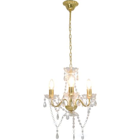 INLIFE Lustre avec perles Doré Rond 3 x E14 (1/5)