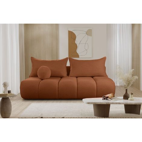 Schlafsofa Designersofa Sofa 3-Sitzer ANZIA in Stoff Ascot Bukla Rostbraun (1/5)