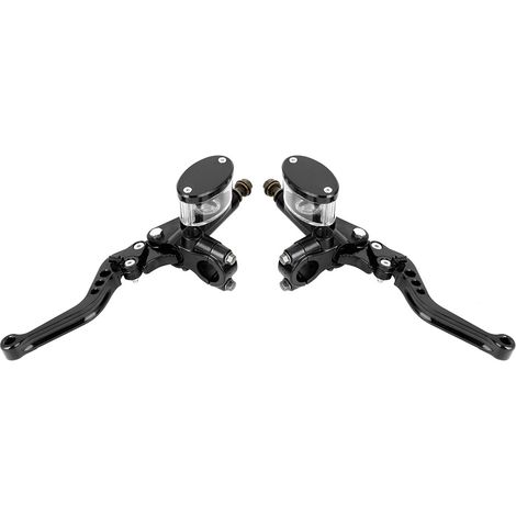 1 Paire de Réservoir de Maître-Cylindre en Aluminium 7/8po pour Moto, Levier de Frein et Embrayage Hydraulique Noir (1/5)