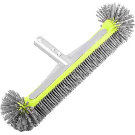 Brosse professionnelle robuste pour murs et carrelages de piscine, tête de brosse ronde de 44,5 cm avec manche en aluminium robuste, poils en nylon de qualité supérieure avec clip EZ