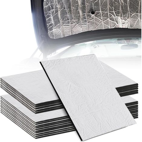Confezione da 16 tappetini insonorizzanti per auto, 40 x 25 cm, 5 mm/10 mm, universali, autoadesivi, isolanti in butile alluminio, impermeabili, ignifughi, resistenti all'umidità. (1/5)