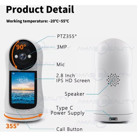 1 Caméra surveillance intérieure WiFi PTZ 2D avec assistant vocal et détection de cris pour personnes âgées (1/5)