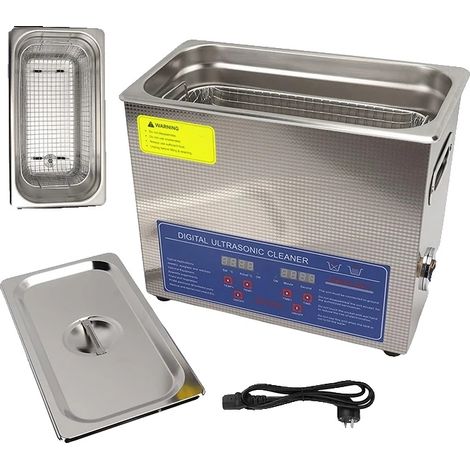 Nettoyeur Ultrasonique, Puissance 180W, Capacité 6L, Température Réglable 20-80°C, Fréquence 40kHz, Minuteur Numérique 0-30 Mins (1/5)