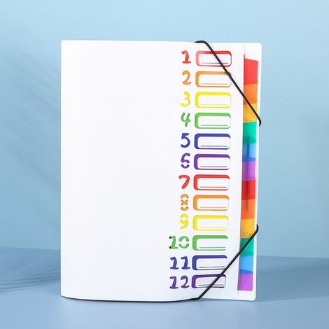 1 Cartella portadocumenti A4, portatile, espandibile con 12 scomparti, organizer in plastica PP con elastico, impermeabile, per scuola e ufficio (1/5)