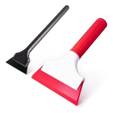 2 Pcs Car Windscreen Cleaning Squeegee Multipurpose Snow Scraper Plastic Ice Scraper for Car with Rubber Lip (1/5)
