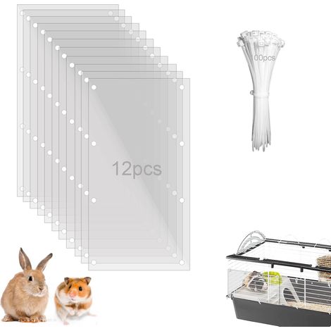 Protezioni per bordi di gabbie per animali domestici, confezione da 12 pezzi, ideali per conigli, porcellini d'India, criceti, ricci e cincillà. Mantengono la lettiera all'interno della gabbia (traspa (1/5)