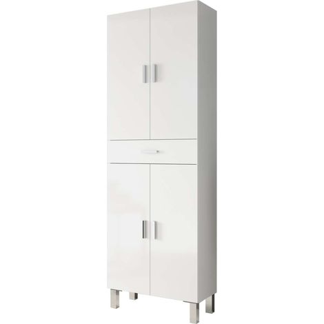 Columna para baño Kris de 4 puertas y 1 cajón acabado blanco brillo, 182 cm(alto)60 cm(ancho)29 cm(largo)