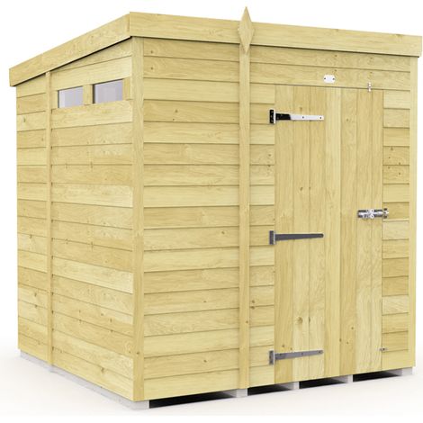 5 x 7 Feet Pent Security Shed - Single Door - Wood - L214 x W158 x H201 cm