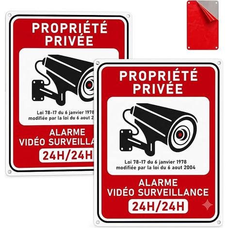 Set of Metal Video Surveillance Plates, Private Property 13 x 18 cm (1/5)