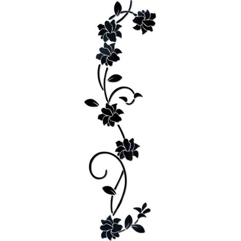 Stickers muraux miroir acrylique forme vigne fleur, élégant décoration murale miroir pour intérieur, pièces adhésives à fixer (1/5)