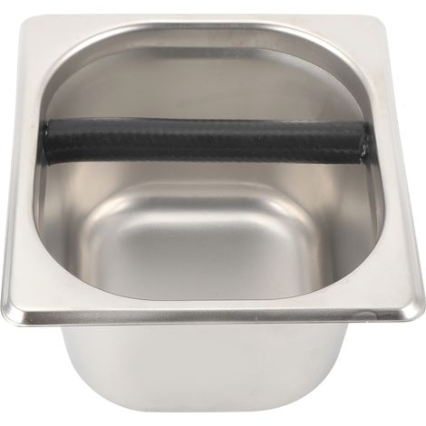 Conteneur À Marc De Café En Acier Inoxydable Avec Barre En Caoutchouc Pour Machine Espresso 17x16x10cm (1/5)