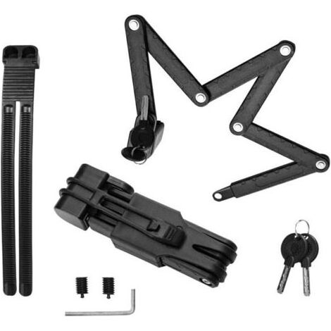 Fahrradschloss, faltbares Diebstahlsicherungsschloss, tragbares Faltschloss für Fahrräder/Motorräder, robustes Stahlsicherheitsschloss mit Schlüsseln und passender Halterung für Roller (1/5)