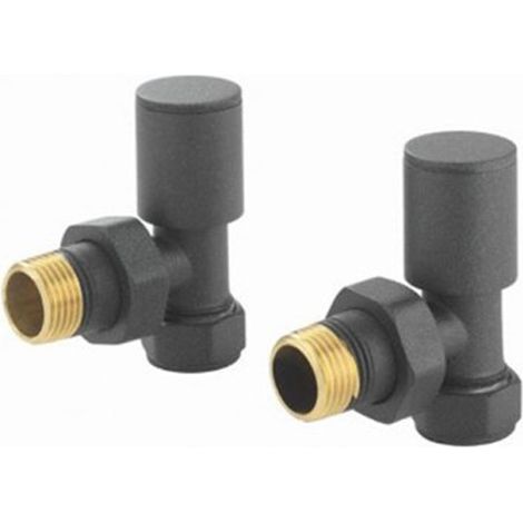 Heatwave Round Anthracite Angled Radiator Valves Pair