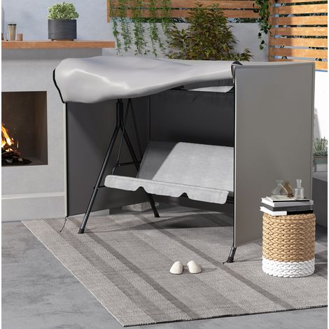 Funda para columpio de jardín 205x124x164 cm tela Oxford gris con cremallera – MEUBLIV (1/5)