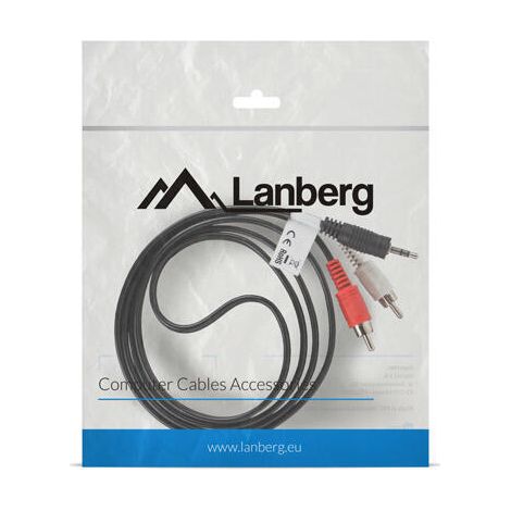CABLE LANBERG AUDIO ESTEREO MINI JACK 3.5MM MACHO A 2X RCA 1.5M NEGRO CA-MJRC-10CC-0015-BK (1/3)