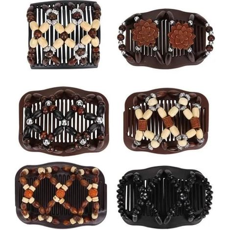 FS4511 6 Pcs Peignes de Cheveux Perles Élastiques Magiques Peignes de Cheveux Extensible Double Clips Pinces à Cheveux Accessoires (1/4)