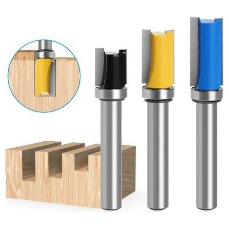 3 Pièces 8mm Fraise Carbure Defonceuse, avec Roulement Supérieur Fraise Fraises, Fraise de Copiage Fermement, pour Affleurer Droite Carbure Fraisage de Menuiserie Bricolage de Coupe (1/5)
