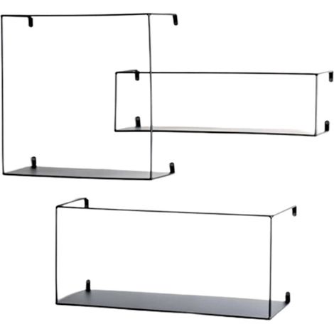 Lot de 3 Étagères Murales Déco "Chiba" 55cm Noir (1/5)