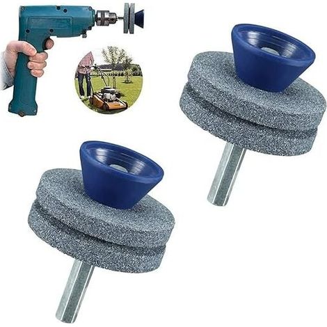 Afilador de cuchillas para cortacésped de doble capa (2 unidades), resistente al desgaste, apto para la mayoría de taladros eléctricos o manuales. (1/4)