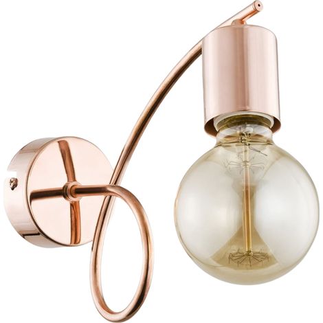 Alfa TANGO Copper Wall Sconce Lamp, Metal Indoor Light Fixture, 1xE27 Socket Max 60W, Dimmable with Bulb, IP20, 22x8x24 cm, Modern Industrial Wall Light 24320