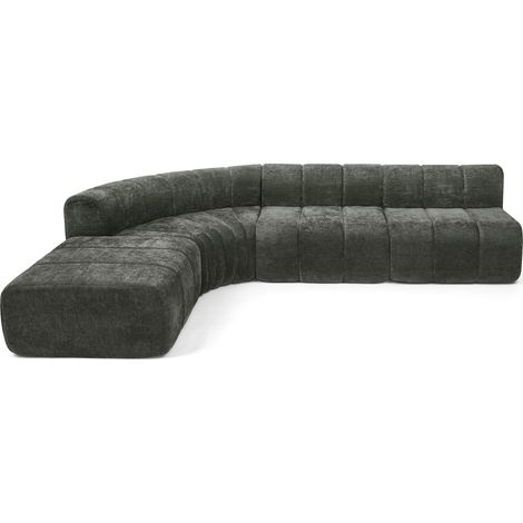 Sofá esquinero modular de 4 plazas en chenilla negro HOMVRA (1/5)