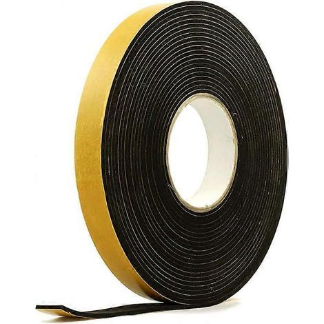 Schwarzes Neoprenband, 2,5 cm breit x 3 mm dick x 10 m lang, mit gelbem Trägerband. (1/5)