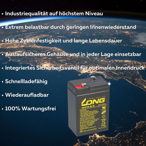 Kung Long WP4.5-6 AGM Akku 6V 4,5Ah – passend für 3-FM-4,2 (1/5)