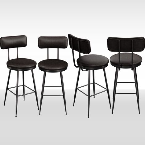 Set di 4 sedie - sedie da cucina - con gambe in metallo - PU - stile industriale - sedie da pranzo - sgabelli da bar - nero