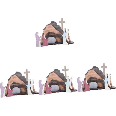 4 Ensembles décorations de Pâques avènement Calendrier de l'Avent Christ Globe Nativité Decoration Noel Decoration de Noel décor de Mise en Page de pâques décor de scène en Bois