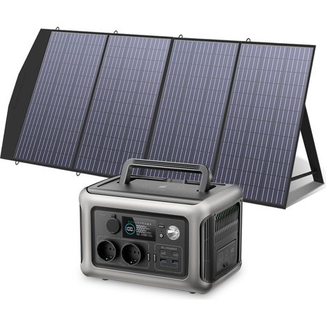ALLPOWERS Generador solar R600, 2 unidades de 600 W (punta de 1200 W), salida CA, estación de alimentación portátil con panel solar de 200 W, batería LiFePO4