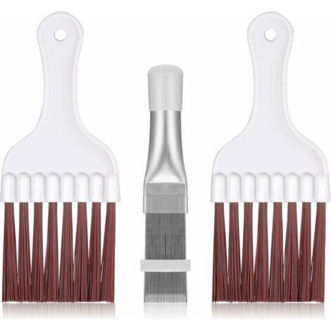 QORVA
-3 Pièces Brosse de Nettoyage pour Condenseur de Climatiseur, Nettoyeur d'Ailettes de Climatiseur en Acier Inoxydable, Brosse de Fouet de Nettoyage de Bobine de Réfrigérateur,de