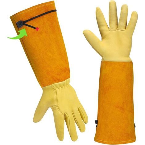 Long leather gardening gloves – Thorn-resistant – Soft goatskin – Arm protection – For roses and cacti (1/5)