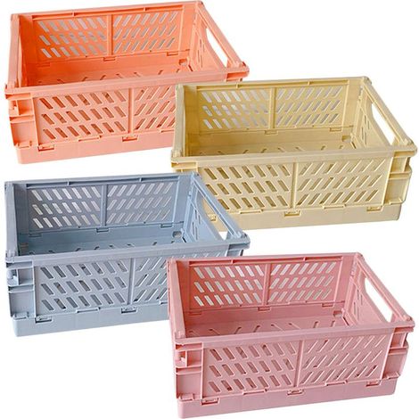 Aufbewahrungskörbe aus Kunststoff – 25 x 16,5 x 10 cm – faltbar und stapelbar – für Küche, Büro, Schlafzimmer – 4er-Set (1/5)
