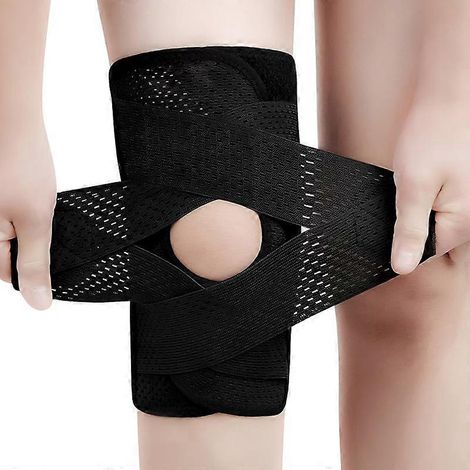 Genouillères de compression renforcées avec stabilisateurs latéraux, respirantes et réglables pour soulager les douleurs au genou (1/5)