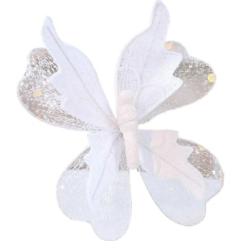 Glitzernder Schmetterling – Weihnachtsdekoration aus bruchsicherem Stoffnetz – Hängende Dekoration für Kaminsims und Fenster, Weiß (1/5)