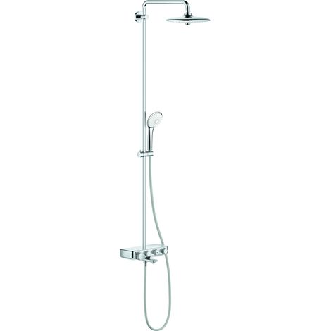 Grohe – Colonne de douche thermostatique Euphoria 260 – Douche de tête 260mm avec 3 jets – Bras horizontal 450mm – Finition chrome mat (1/10)