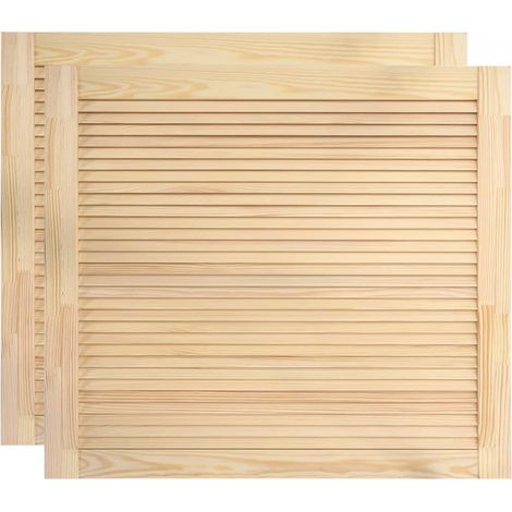 Helloshop26 – Porte de placard à persiennes 2 pièces en bois de pin massif 39,5 x 49,4 cm – Circulation d'air optimale – Cadre solide pour accessoires