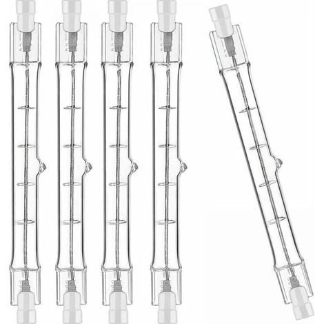 Lot de 5 R7S Ampoule Halogène 118mm 300W 230V, Tige Halogène R7S 118mm, Ampoule Halogène r7s Lampe Tige Halogène Dimmable pour Spot de Bâtiment, Eclairage Paysage de Travail, Eclairage Salon