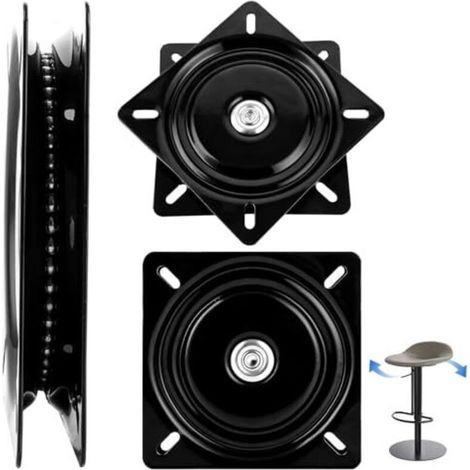 pièces. Pivot robuste à roulement à billes rotatif à 360°, supportant jusqu'à 200 kg. Plateau tournant de 175 mm (7 pouces) en acier inoxydable noir, idéal pour chaises, tabourets de bar et étagères. (1/4)