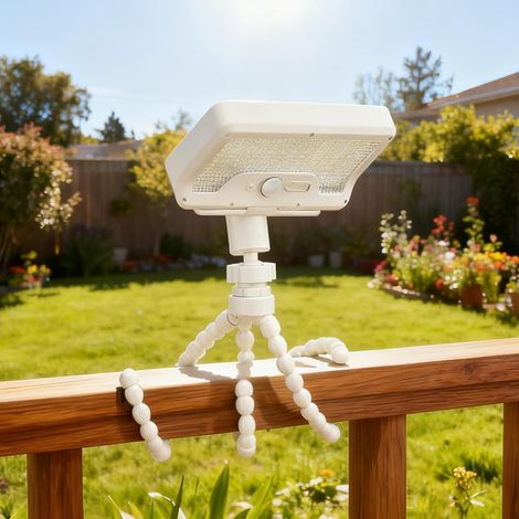 Luminaire solaire sécurité blanc détecteur de mouvement, support flexible ajustable 360°, éclairage extérieur jardin clôture terrasse (1/5)