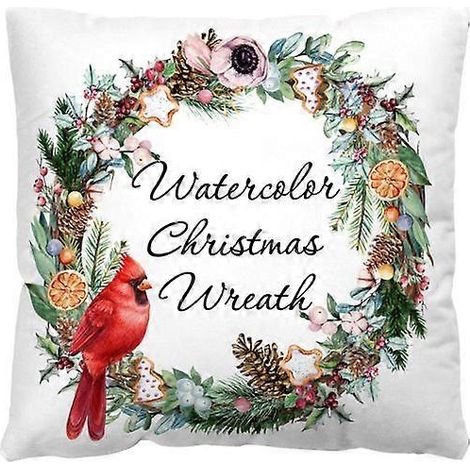 Housse de coussin décorative de Noël avec motif de cerf et d'élan, 45 x 45 cm, motif sapin et cerf, pour canapé ou maison. (1/5)