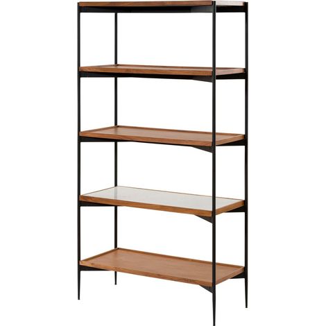 Scaffale Acacia naturale / bianco Laccato 95x40x175 cm montato KARLSTAD 10 (1/4)